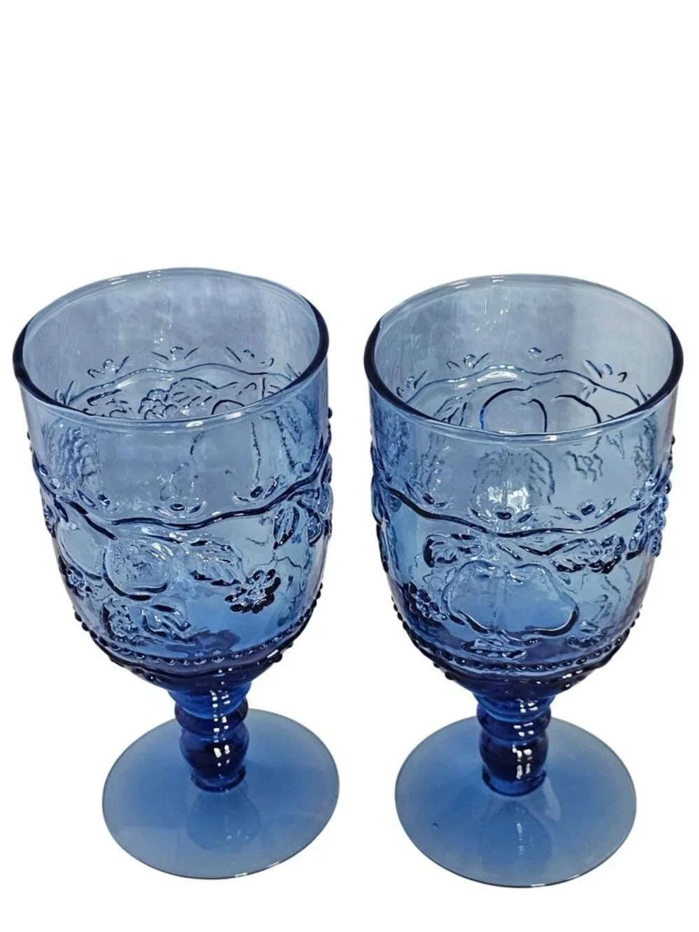2 Mikasa Garden Harvest Blue Goblets 6.7